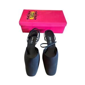 Vaneli “Alberta” Navy Fabric Slingback Heels – Size 8.5M, Square Toe, Block Heel